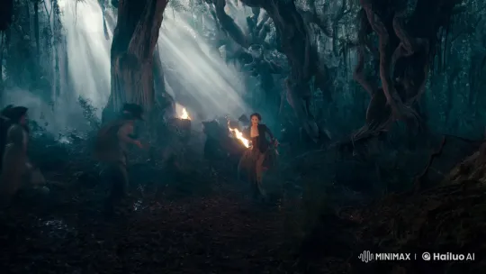 Aesthetic Period Drama: Woman Evades Witch Hunt in Dark Forest – AI Generated Video | Hailuo AI