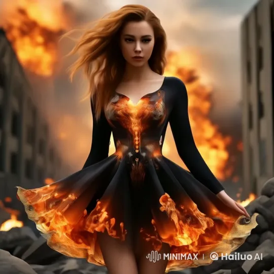 Flaming Dancer in Fiery Urban Live2D Animation – AI Generated Video | Hailuo AI