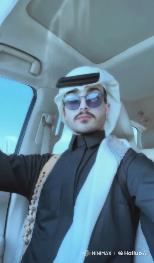 Man Smokes in Car, Reflecting in Middle Eastern Attire – AI Generated Video | Hailuo AI