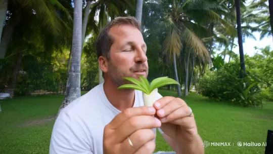 Man Relaxing with Marijuana Under Palm Trees – AI Generated Video | Hailuo AI
