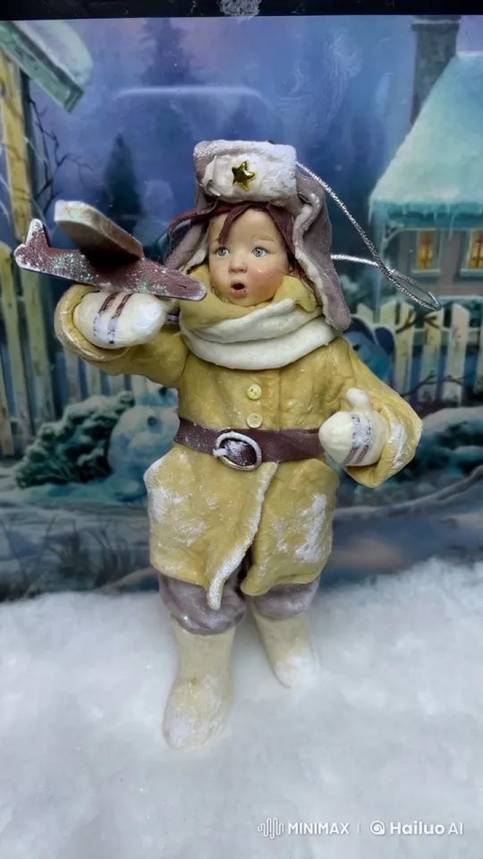 Boy Plays with Toy Airplane in Snowy Winter Wonderland – AI Generated Video | Hailuo AI