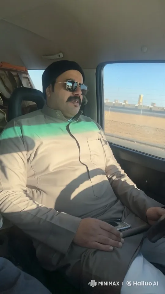 Man in Sunglasses Smokes in Vehicle, Observes Arid Landscape – AI Generated Video | Hailuo AI
