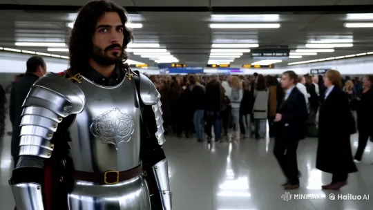 Knight on Modern Subway: Anachronistic Encounter – AI Generated Video | Hailuo AI