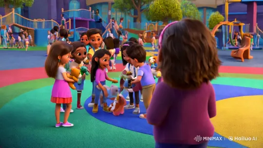 Animated Playground: Children Share Toys in Pixar-Inspired Scene – AI Generated Video | Hailuo AI
