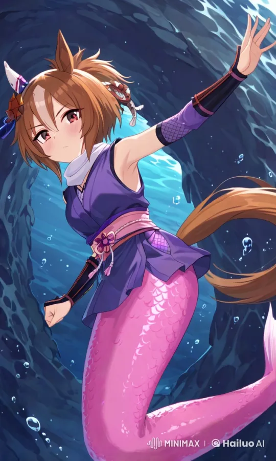 Anime Character Glides Through Enchanted Underwater Scene – AI Generated Video | Hailuo AI