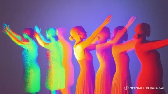 Vibrant IMAX Animation: Glowing Figures in Ethereal Dance – AI Generated Video | Hailuo AI