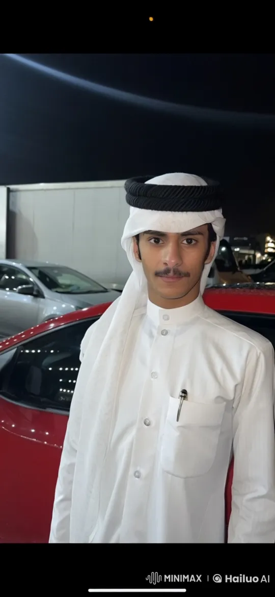 Man in White Attire Smokes Beside Red Car at Night – AI Generated Video | Hailuo AI
