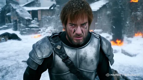 Medieval Warrior's Resilience Amidst Ruin and Snow – AI Generated Video | Hailuo AI