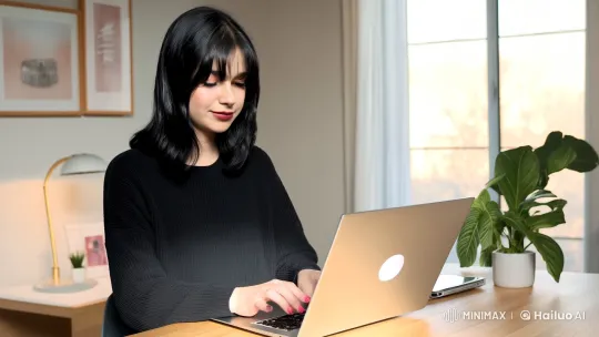 Contemplative Young Woman in Modern, Serene Workspace – AI Generated Video | Hailuo AI