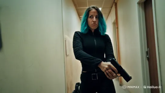 Determined Woman on Stealth Mission in Gritty Hallway – AI Generated Video | Hailuo AI