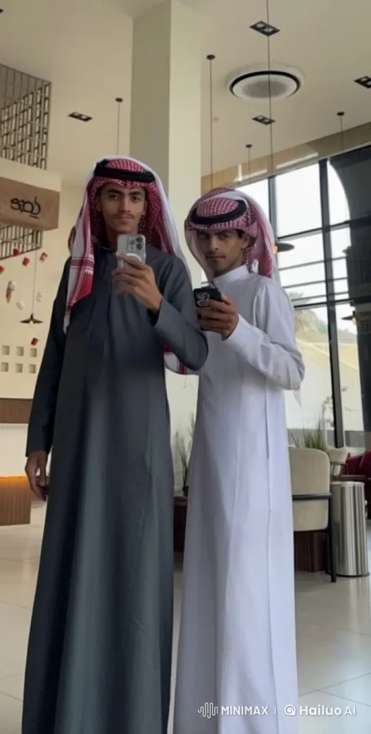 Two Men in Traditional Attire in Modern Setting – AI Generated Video | Hailuo AI