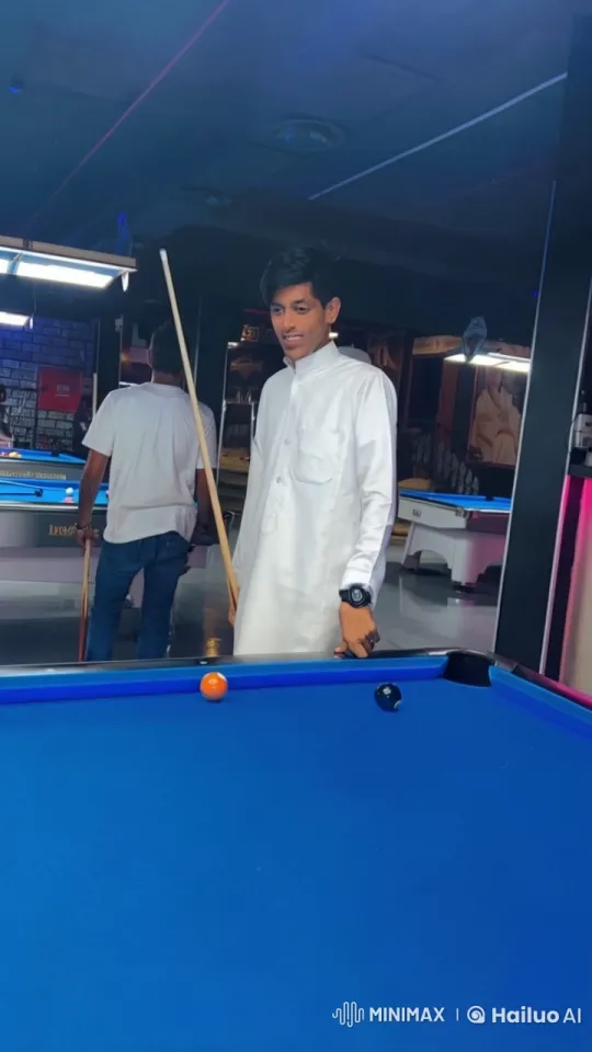 Traditional Pool Hall Scene with Smoking Man – AI Generated Video | Hailuo AI