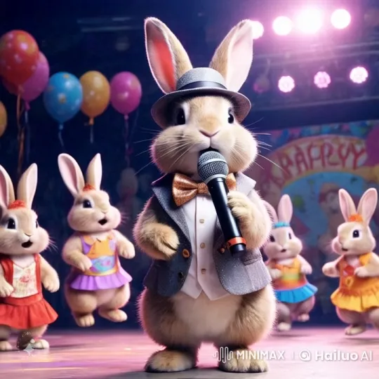 Sparkling Rabbit Leads Joyful Dance Concert – AI Generated Video | Hailuo AI