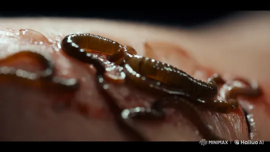 Close-up Study of Worms Beneath Human Skin – AI Generated Video | Hailuo AI