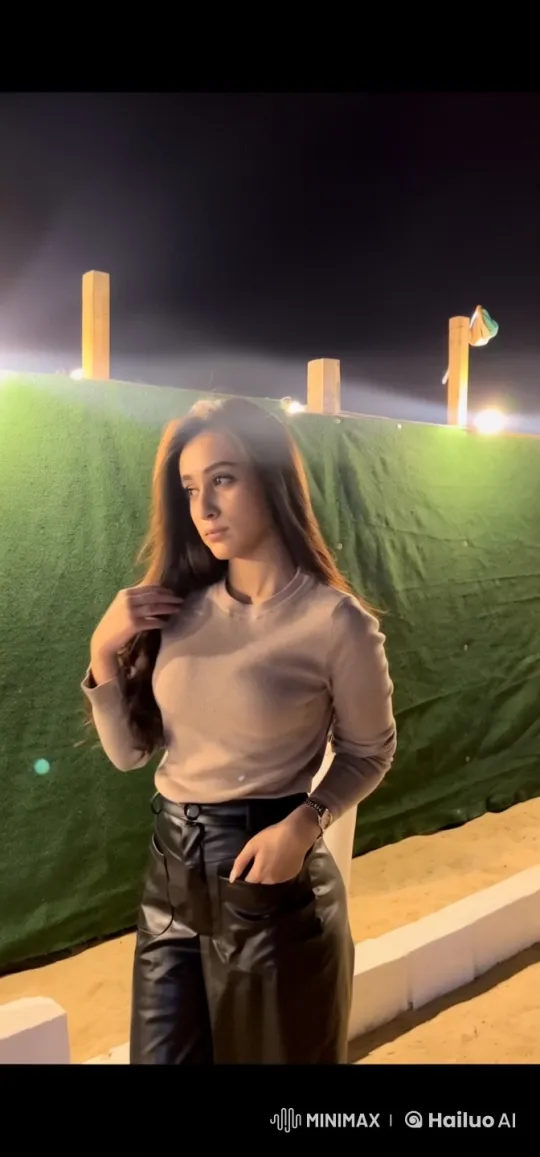 Woman Smoking Under Sports Lights at Night – AI Generated Video | Hailuo AI