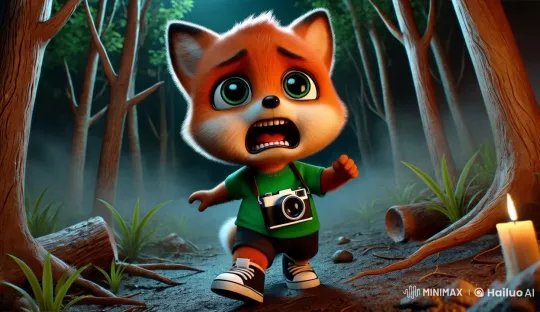 Distressed Fox Crying in Eerie Forest Setting – AI Generated Video | Hailuo AI