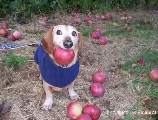 Dachshund Rescued in Apple Orchard Chase Scene – AI Generated Video | Hailuo AI