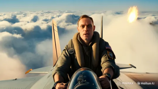 Pilot's Skilled Maneuvers in Intense Aerial Dogfight – AI Generated Video | Hailuo AI