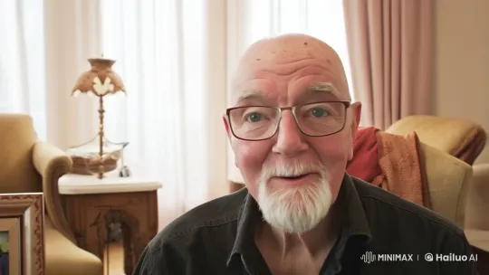 Elderly Man Reflects in Cozy, Light-Filled Room – AI Generated Video | Hailuo AI