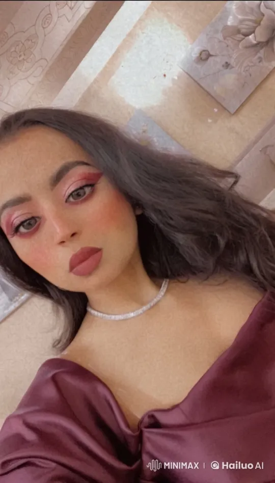 Elegant Woman in Burgundy Dress Smoking Gracefully – AI Generated Video | Hailuo AI
