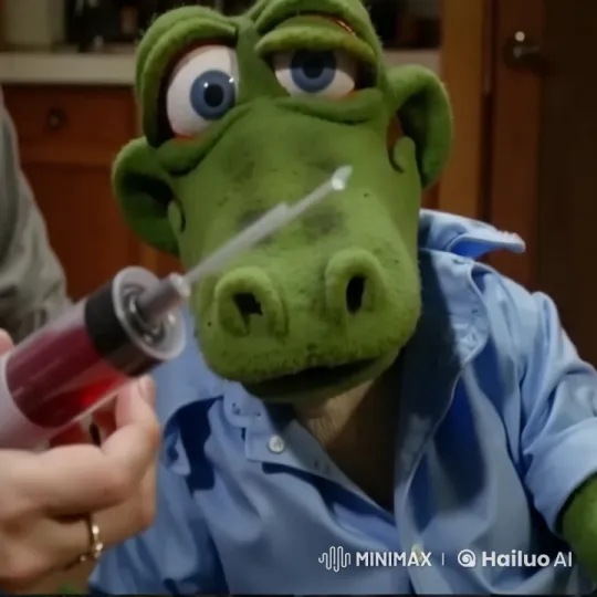 Crocodile Puppet Gets Injection, Vomits, Falls Over – AI Generated Video | Hailuo AI