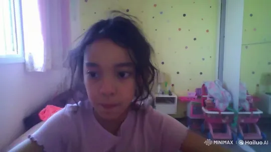 Young Girl Bonds with Her Sister in Cozy Bedroom – AI Generated Video | Hailuo AI