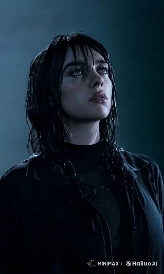 Billie Eilish Reflects by the Gloomy Ocean in Live2D Animation – AI Generated Video | Hailuo AI