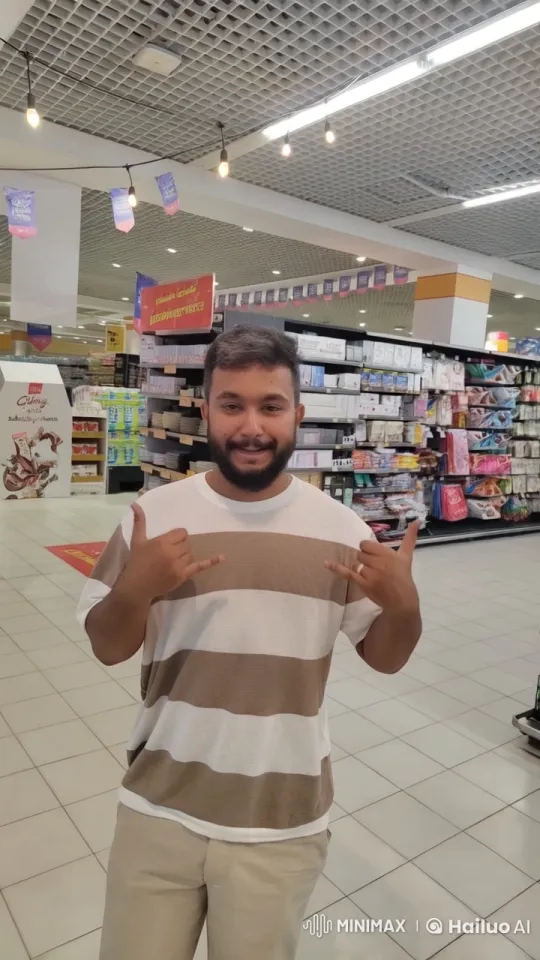 Man Smokes Cigarette in Grocery Store Aisle – AI Generated Video | Hailuo AI