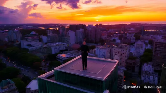 Visionary Leader Commands Skyline at Twilight – AI Generated Video | Hailuo AI