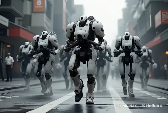 Futuristic Robots Prepare for Urban Confrontation – AI Generated Video | Hailuo AI