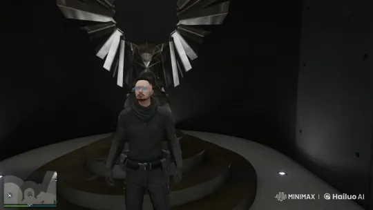 Mysterious Figure with Cigarette in Dimly Lit Sculpture Scene – AI Generated Video | Hailuo AI