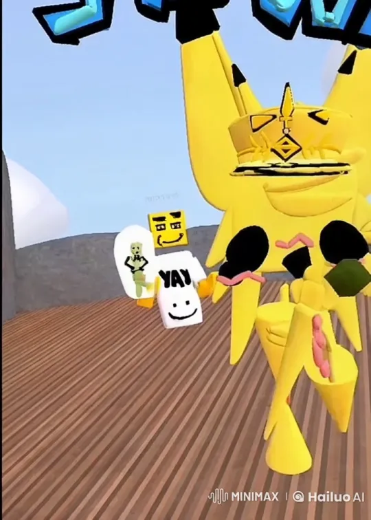 Yellow Character and Marshmallow Share Joyful Kiss – AI Generated Video | Hailuo AI