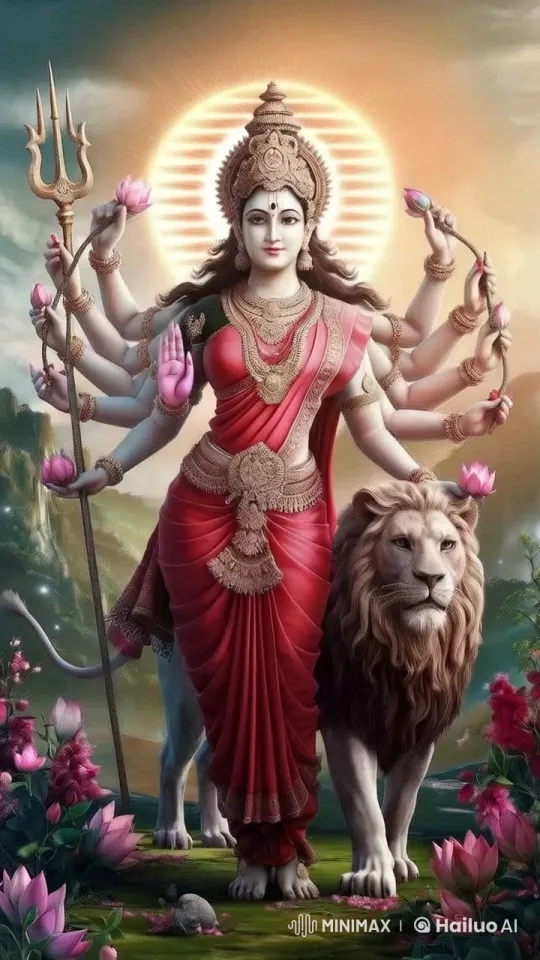 Durga Maiya's Graceful Walk Amidst Nature's Beauty – AI Generated Video | Hailuo AI