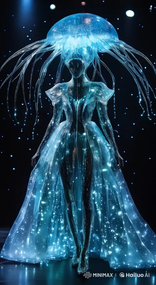 Supermodel Glows in Jellyfish-Inspired Runway Show – AI Generated Video | Hailuo AI