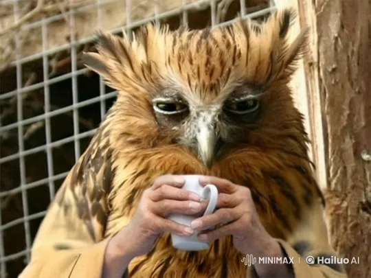 Robed Owl in Enclosure With Realistic Movements – AI Generated Video | Hailuo AI