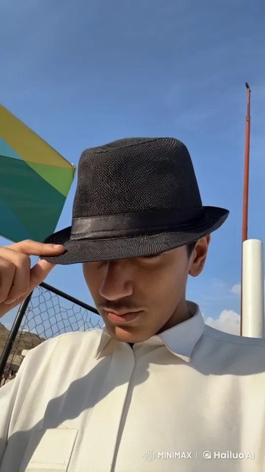 Person Adjusting Hat, Smoking Outdoors – AI Generated Video | Hailuo AI