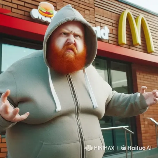 Portly Man in Grey Hoodie Runs Towards Camera – AI Generated Video | Hailuo AI