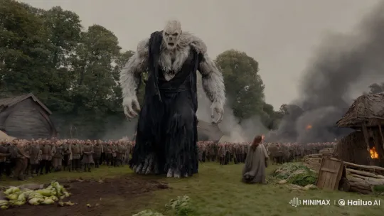 Colossal Giant Devastates Village in Cinematic Horror Scene – AI Generated Video | Hailuo AI