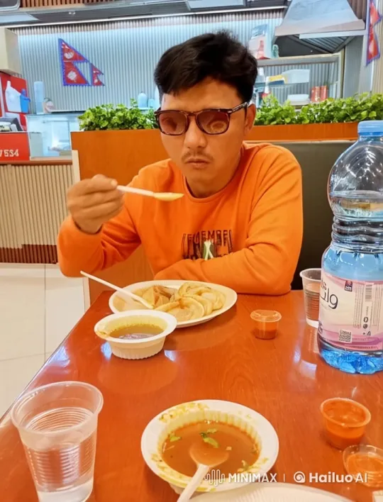 Man Enjoying Momo – AI Generated Video | Hailuo AI