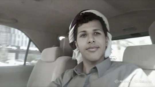 Young Man Smokes in Car During City Commute – AI Generated Video | Hailuo AI