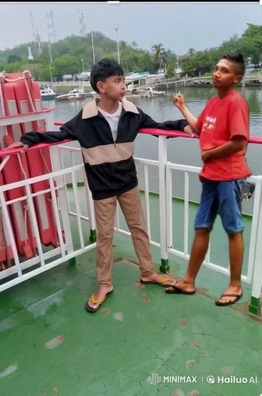 Kids Mimic Friendly Fight on Boat Deck – AI Generated Video | Hailuo AI