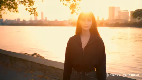 Strolling Along the Embankment: A Serene Walk in the Sunset – AI Generated Video | Hailuo AI