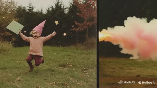 Child Running with Green Box in Autumn Field – AI Generated Video | Hailuo AI