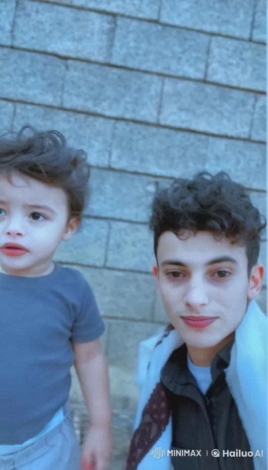 Child and Adult Stand by Brick Wall – AI Generated Video | Hailuo AI