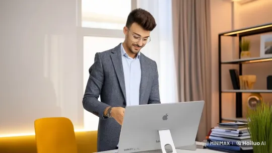 Successful Young Marketer in Modern Office Environment – AI Generated Video | Hailuo AI