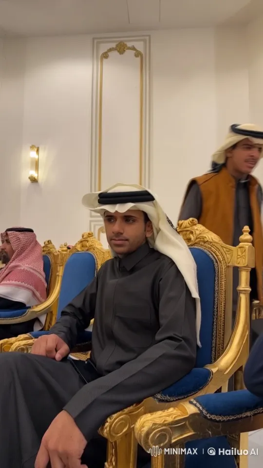 Man Smokes Gracefully in Elegant Gold-Trimmed Room – AI Generated Video | Hailuo AI