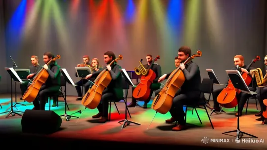 Digital Orchestra Performance: A Cinematic Visual Symphony – AI Generated Video | Hailuo AI
