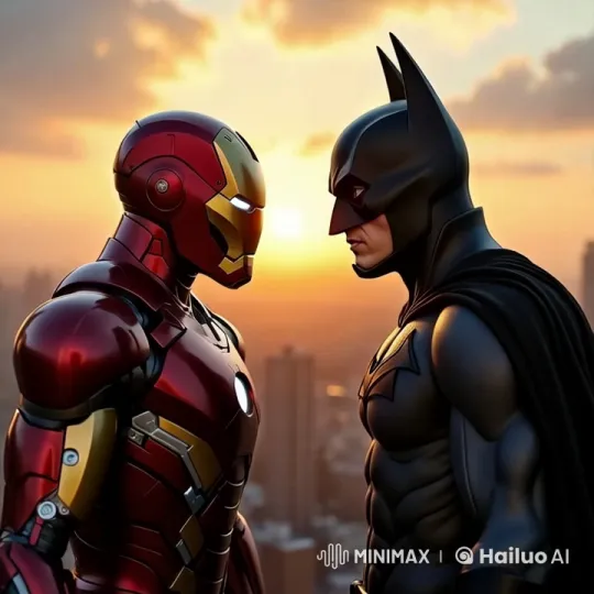 Batman and Iron Man Face Off at Sunset – AI Generated Video | Hailuo AI