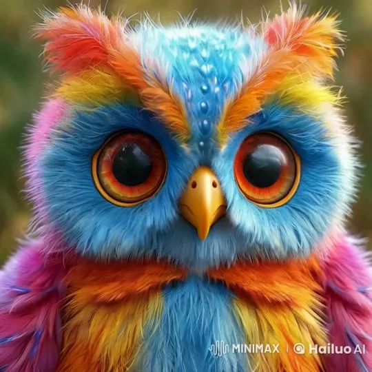 Colorful Owl Displaying Vibrant Plumage and Gentle Movements – AI Generated Video | Hailuo AI