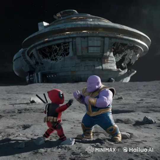 Baby Deadpool vs. Thanos: A Playful Cosmic Showdown – AI Generated Video | Hailuo AI